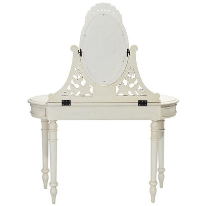 ALDO Tables > Accent Tables 45.5"Wx19"Dx57.5"H / new / wood French Victorian Hand-Carved Solid Mahogany Antique Replica Bedroom Vanity White Dressing Table With Mirror