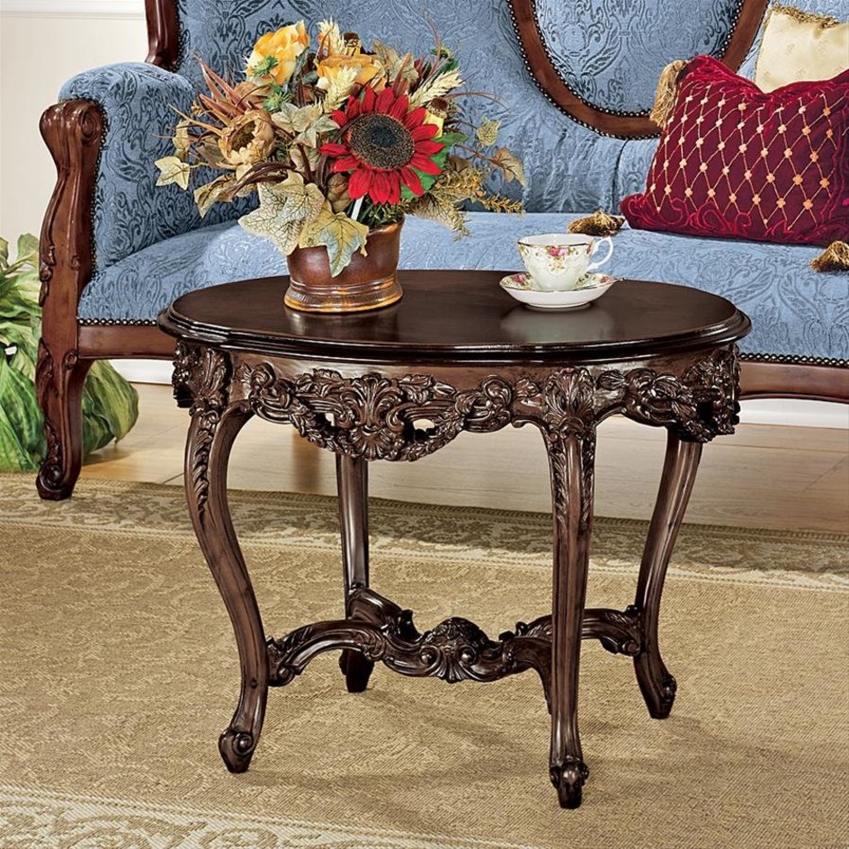 ALDO Tables > Accent Tables Brown Cofee Tea Table Hand Carved Mahogany Antique Replica Furniture By Louis XV