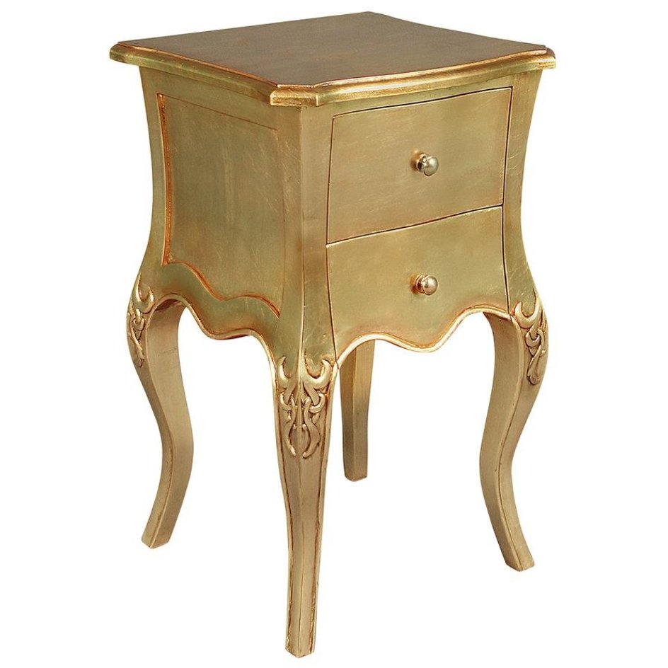 ALDO Tables > Accent Tables Hollywood Style Hand-Carved Solid Mahogany Gold Side Table