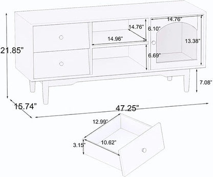 ALDO Tables > Accent Tables Modern Elegant White TV Stand Tables With Storage Compartments and Glass Door Cabinet