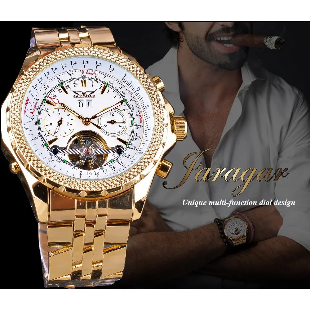 Jaragar Décor > Watches Aviator Man's Luxury Wrist Sport Multifunction Watch Automatic Tourbillion Design Movement Date Day,Week & Month Calendar Waterproof